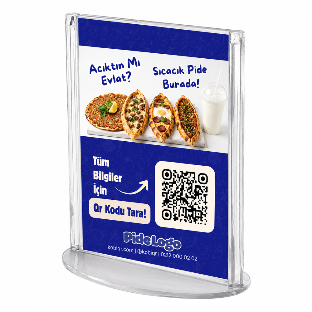 Lahmacun ve Pide Salonları İçin QR Stand - Oval - Restoran